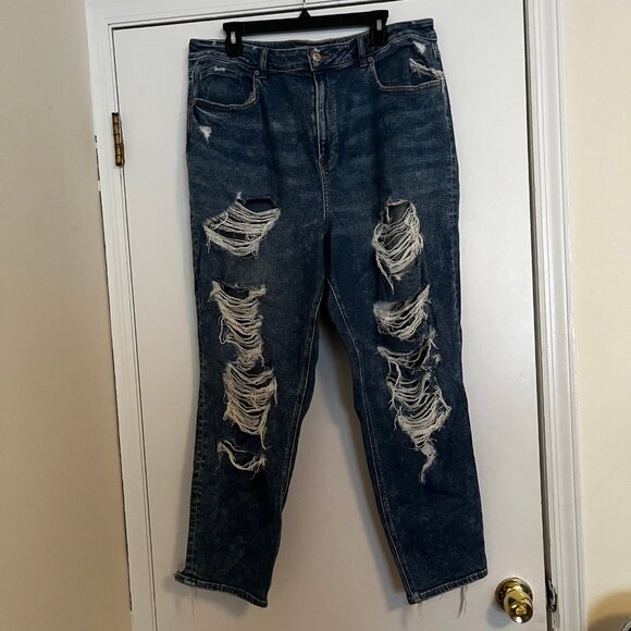 American Eagle Denim - American Eagle Size 20 Mom Jeans - Super Distressed